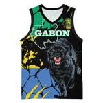Personalized Gabon Black Panther Basketball Jersey Gabonese Map Grunge Style LT14