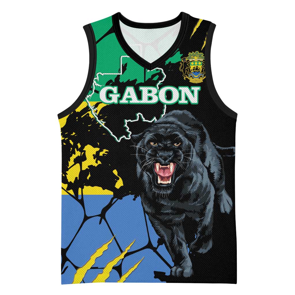 Personalized Gabon Black Panther Basketball Jersey Gabonese Map Grunge Style LT14