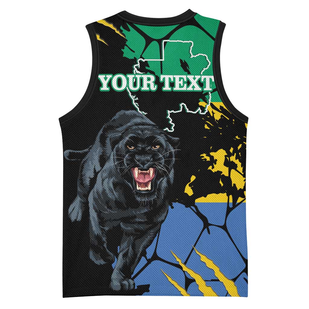 Personalized Gabon Black Panther Basketball Jersey Gabonese Map Grunge Style LT14