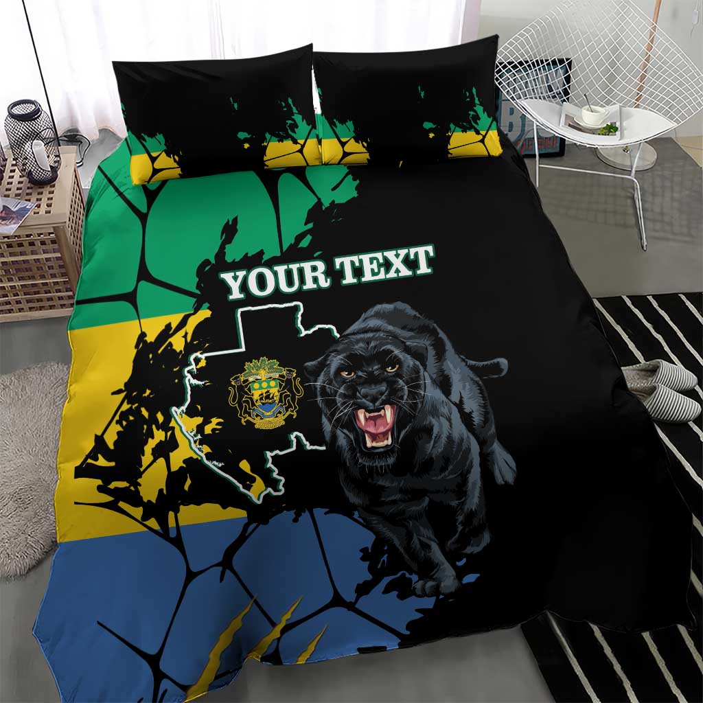 Personalized Gabon Black Panther Bedding Set Gabonese Map Grunge Style
