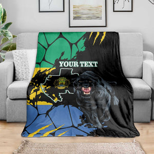 Personalized Gabon Black Panther Blanket Gabonese Map Grunge Style