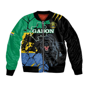 Personalized Gabon Black Panther Bomber Jacket Gabonese Map Grunge Style