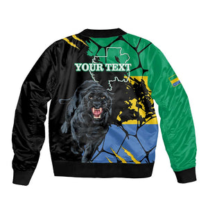 Personalized Gabon Black Panther Bomber Jacket Gabonese Map Grunge Style