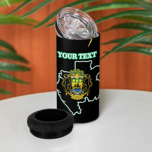 Personalized Gabon Black Panther 4 in 1 Can Cooler Tumbler Gabonese Map Grunge Style