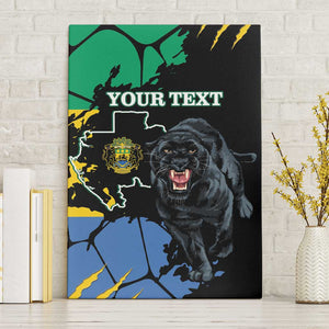 Personalized Gabon Black Panther Canvas Wall Art Gabonese Map Grunge Style