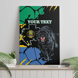 Personalized Gabon Black Panther Canvas Wall Art Gabonese Map Grunge Style