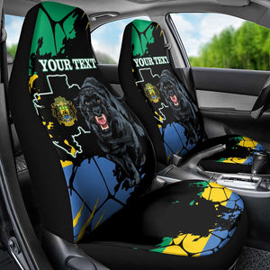 Personalized Gabon Black Panther Car Seat Cover Gabonese Map Grunge Style