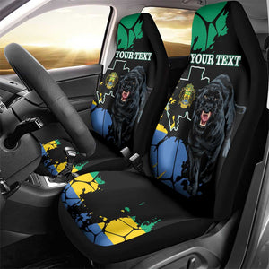 Personalized Gabon Black Panther Car Seat Cover Gabonese Map Grunge Style