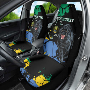 Personalized Gabon Black Panther Car Seat Cover Gabonese Map Grunge Style