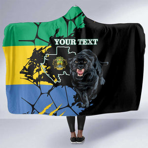 Personalized Gabon Black Panther Hooded Blanket Gabonese Map Grunge Style