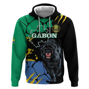 Personalized Gabon Black Panther Hoodie Gabonese Map Grunge Style