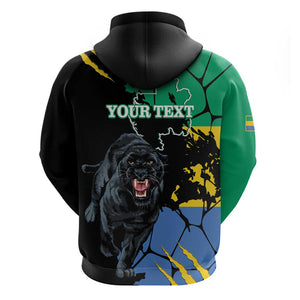 Personalized Gabon Black Panther Hoodie Gabonese Map Grunge Style