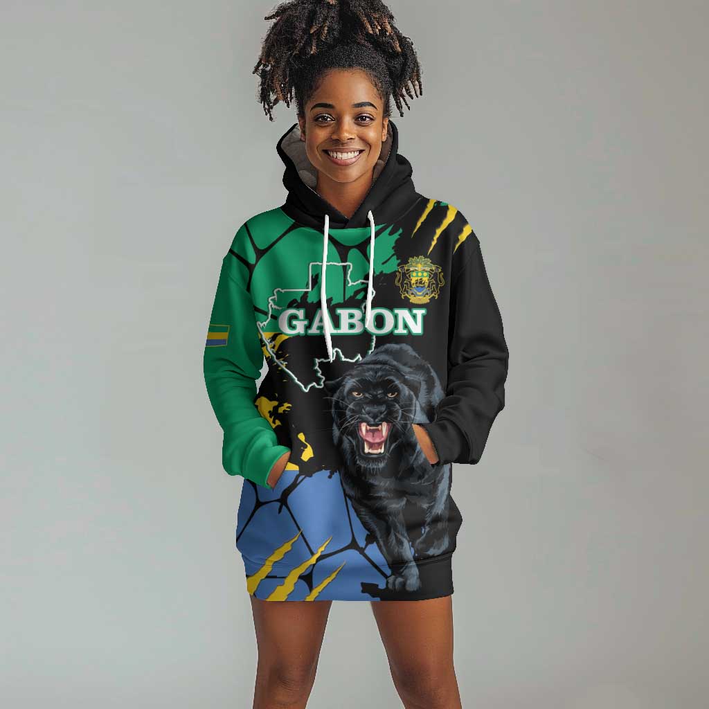 Personalized Gabon Black Panther Hoodie Dress Gabonese Map Grunge Style