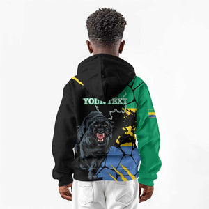 Personalized Gabon Black Panther Kid Hoodie Gabonese Map Grunge Style