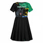 Personalized Gabon Black Panther Kid Short Sleeve Dress Gabonese Map Grunge Style