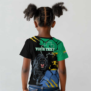 Personalized Gabon Black Panther Kid T shirt Gabonese Map Grunge Style