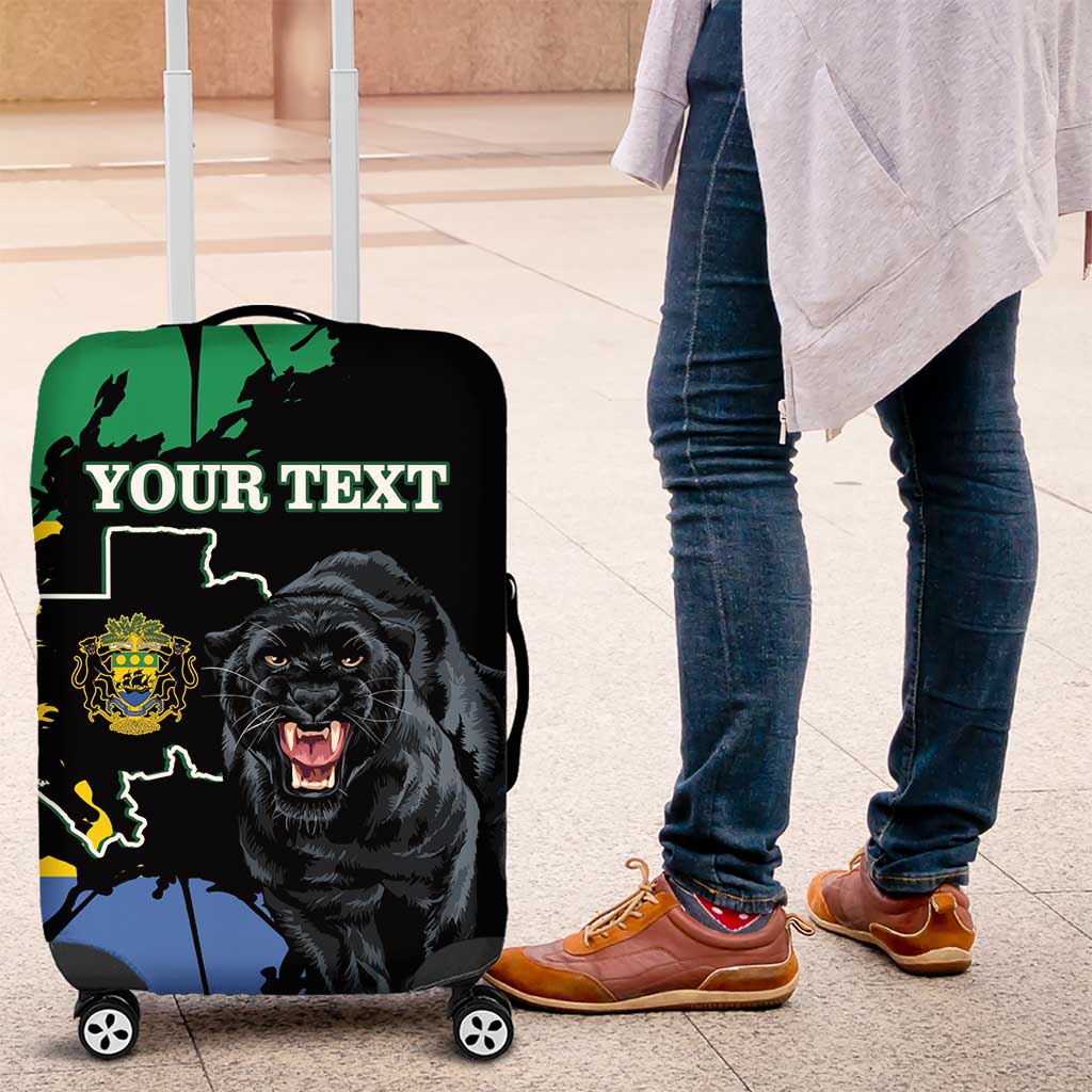 Personalized Gabon Black Panther Luggage Cover Gabonese Map Grunge Style