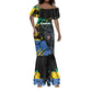Personalized Gabon Black Panther Mermaid Dress Gabonese Map Grunge Style