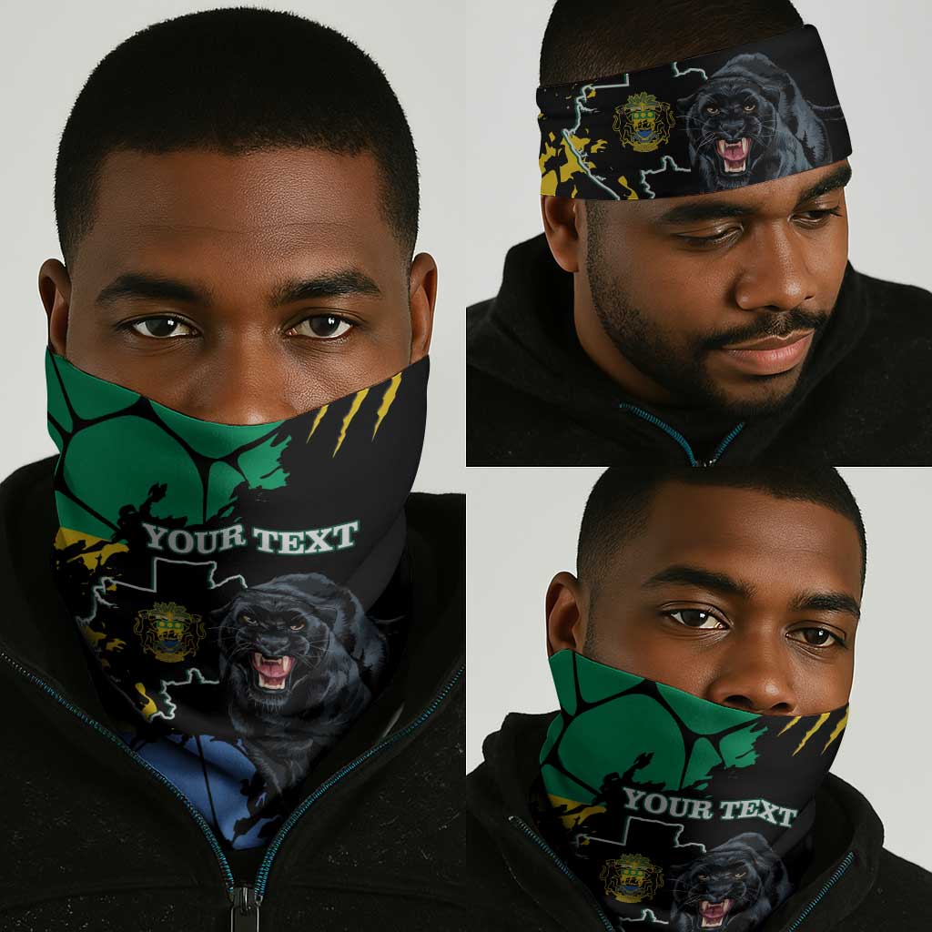 Personalized Gabon Black Panther Neck Gaiter Gabonese Map Grunge Style LT14