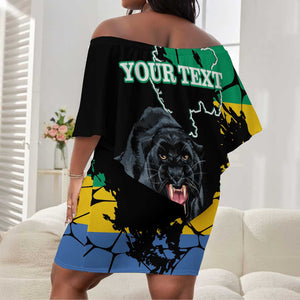 Personalized Gabon Black Panther Off Shoulder Short Dress Gabonese Map Grunge Style