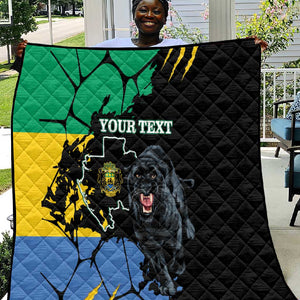 Personalized Gabon Black Panther Quilt Gabonese Map Grunge Style