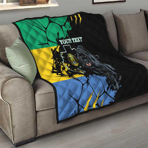 Personalized Gabon Black Panther Quilt Gabonese Map Grunge Style