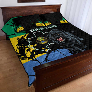 Personalized Gabon Black Panther Quilt Bed Set Gabonese Map Grunge Style