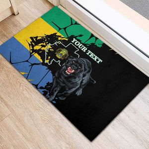 Personalized Gabon Black Panther Rubber Doormat Gabonese Map Grunge Style