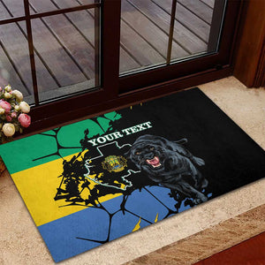 Personalized Gabon Black Panther Rubber Doormat Gabonese Map Grunge Style