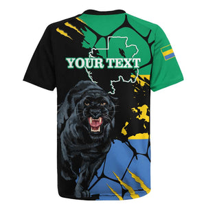 Personalized Gabon Black Panther Rugby Jersey Gabonese Map Grunge Style