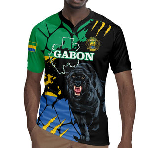 Personalized Gabon Black Panther Rugby Jersey Gabonese Map Grunge Style