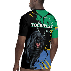 Personalized Gabon Black Panther Rugby Jersey Gabonese Map Grunge Style