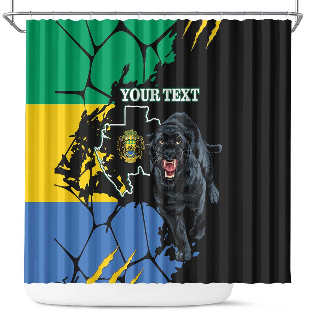 Personalized Gabon Black Panther Shower Curtain Gabonese Map Grunge Style