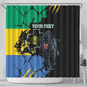 Personalized Gabon Black Panther Shower Curtain Gabonese Map Grunge Style