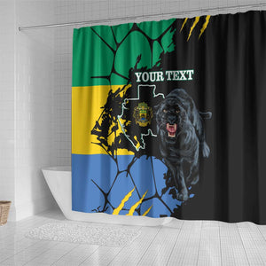 Personalized Gabon Black Panther Shower Curtain Gabonese Map Grunge Style