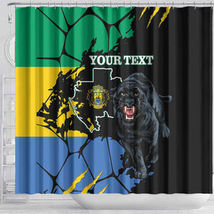 Personalized Gabon Black Panther Shower Curtain Gabonese Map Grunge Style