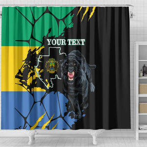 Personalized Gabon Black Panther Shower Curtain Gabonese Map Grunge Style