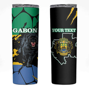 Personalized Gabon Black Panther Skinny Tumbler Gabonese Map Grunge Style