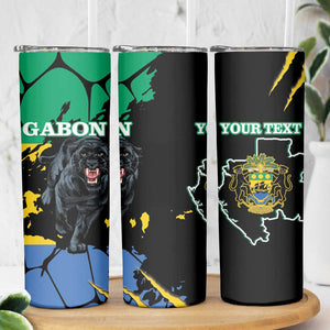 Personalized Gabon Black Panther Skinny Tumbler Gabonese Map Grunge Style