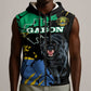 Personalized Gabon Black Panther Sleeveless Zip Hoodie Gabonese Map Grunge Style - African Pride
