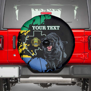 Personalized Gabon Black Panther Spare Tire Cover Gabonese Map Grunge Style