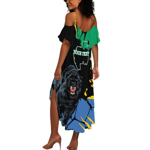 Personalized Gabon Black Panther Summer Maxi Dress Gabonese Map Grunge Style