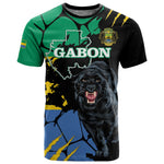 Personalized Gabon Black Panther T shirt Gabonese Map Grunge Style