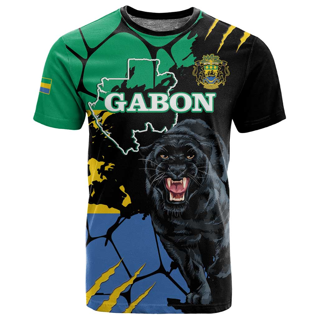 Personalized Gabon Black Panther T shirt Gabonese Map Grunge Style