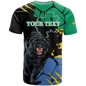 Personalized Gabon Black Panther T shirt Gabonese Map Grunge Style