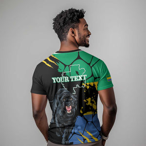 Personalized Gabon Black Panther T shirt Gabonese Map Grunge Style