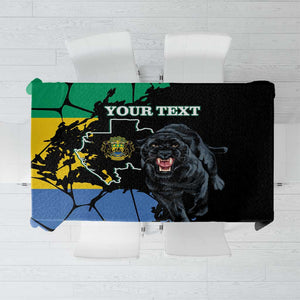 Personalized Gabon Black Panther Tablecloth Gabonese Map Grunge Style