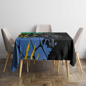 Personalized Gabon Black Panther Tablecloth Gabonese Map Grunge Style