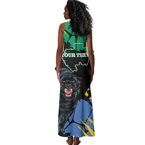 Personalized Gabon Black Panther Tank Maxi Dress Gabonese Map Grunge Style