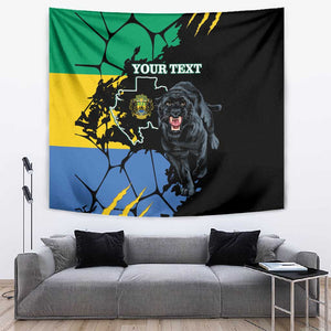 Personalized Gabon Black Panther Tapestry Gabonese Map Grunge Style